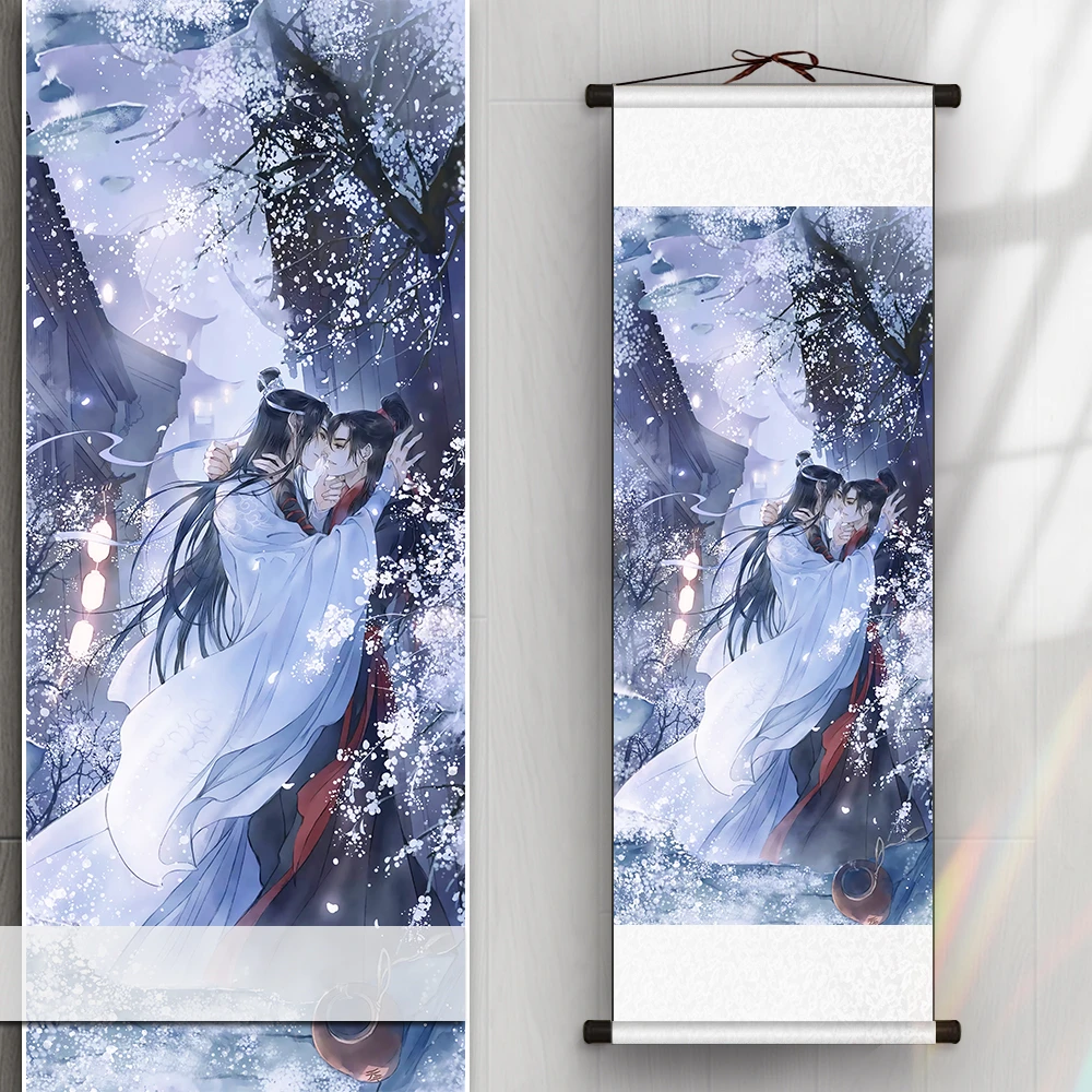 Tian Guan Ci Fu Hua Cheng Xie Lian Hanging Picture Scroll Fiugre Printed Poster Scroll Picture Home Wall Decor Accessories Gift