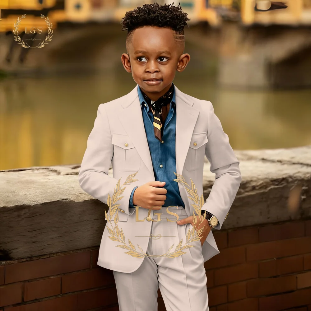 

Customizable Boys' 2-Piece Formal Suit, Slim Fit, Elegant Pocket & Button Decoration, Suitable for Multiple Occasions