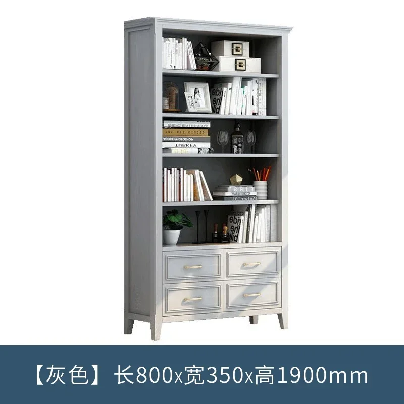 

Simple Floor Bookcase Locker Solid Wood Bookcase Multi-Functional Storage American Bookcase