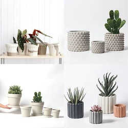Cement Pot Silicone Mold Circular Stripes Creative Simple Design Concrete Flowerpot mold for Gardening Plants