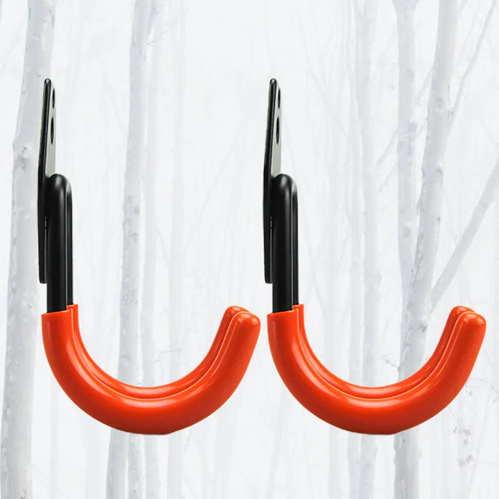 2Pcs Plastic Coated Iron Double Hooks Heavy Duty Garage Storage Hook Organizer for Ladder Tools Sports Equipment Balcony