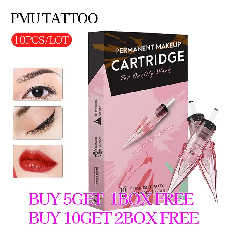 

10PCS Disposable Tattoo Cartridge Needles 1/3RLT Taper 0.35MM Tattoo Machine Replacement PMU Eyebrow Lips Microblading Supplies