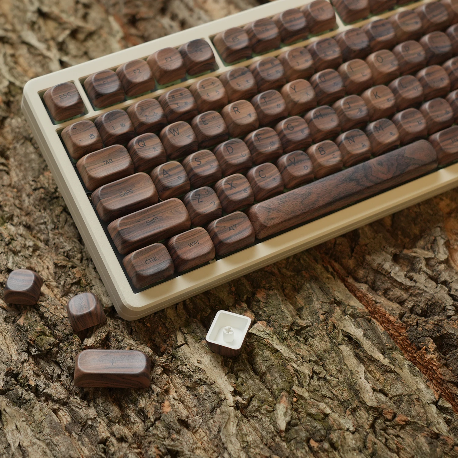 

134 Keys Walnut wood Theme MOA Profile PBT Keycaps Customs Dye Sub Key caps for 61/87/104 Cherry MX Gaming Mechanical Keyboard