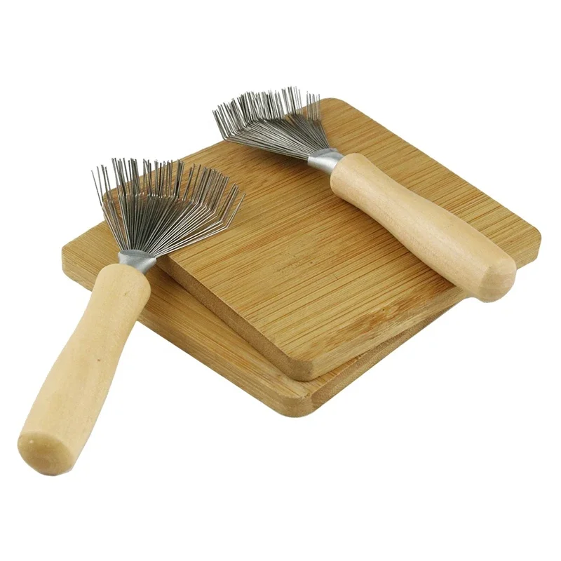 1 قطعة سلك معدني أشعل النار فرشاة شعر خشبية أداة تنظيف العناية بالشعر صالون تصفيف أدوات صغيرة فرشاة إزالة الأوساخ الشعر للمنزل والصالون