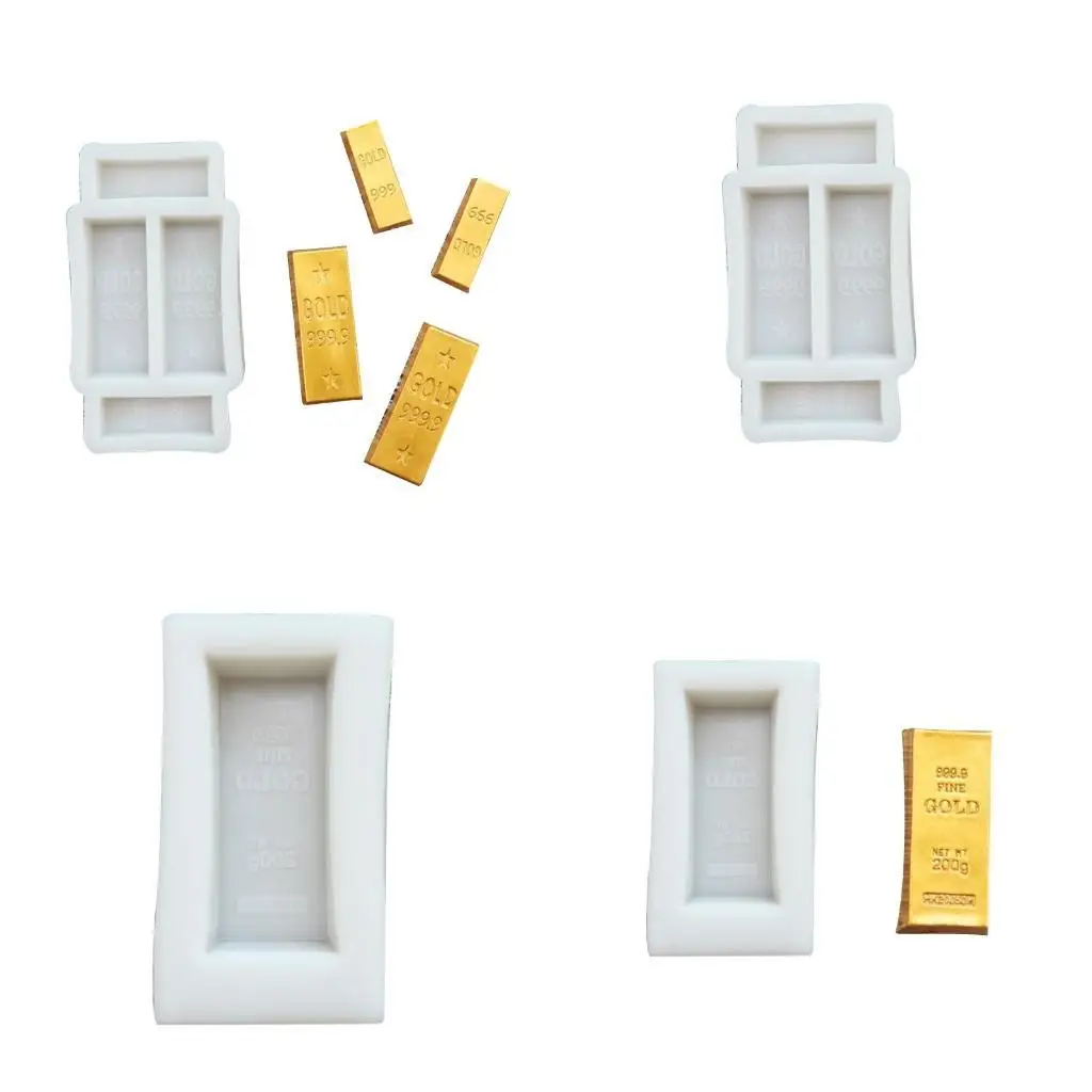 

E8BD Gold Bar Gold Brick Silicone Mold DIY Chinese Cake Chocolate Decoration