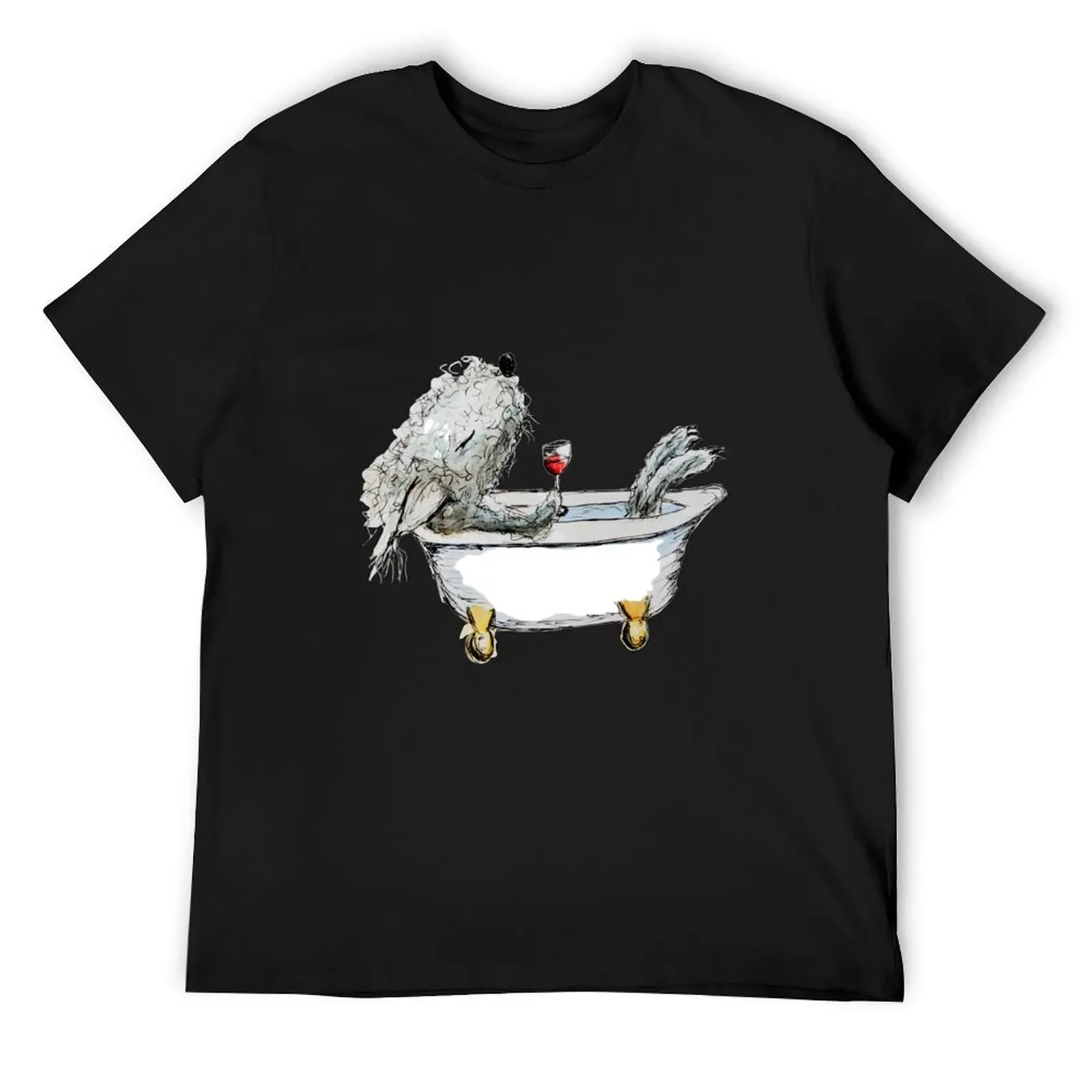 

Bedlington Terrier Dog in a Bathtub T-Shirt cotton man t-shirts sweat vintage t shirts luxury clothes men