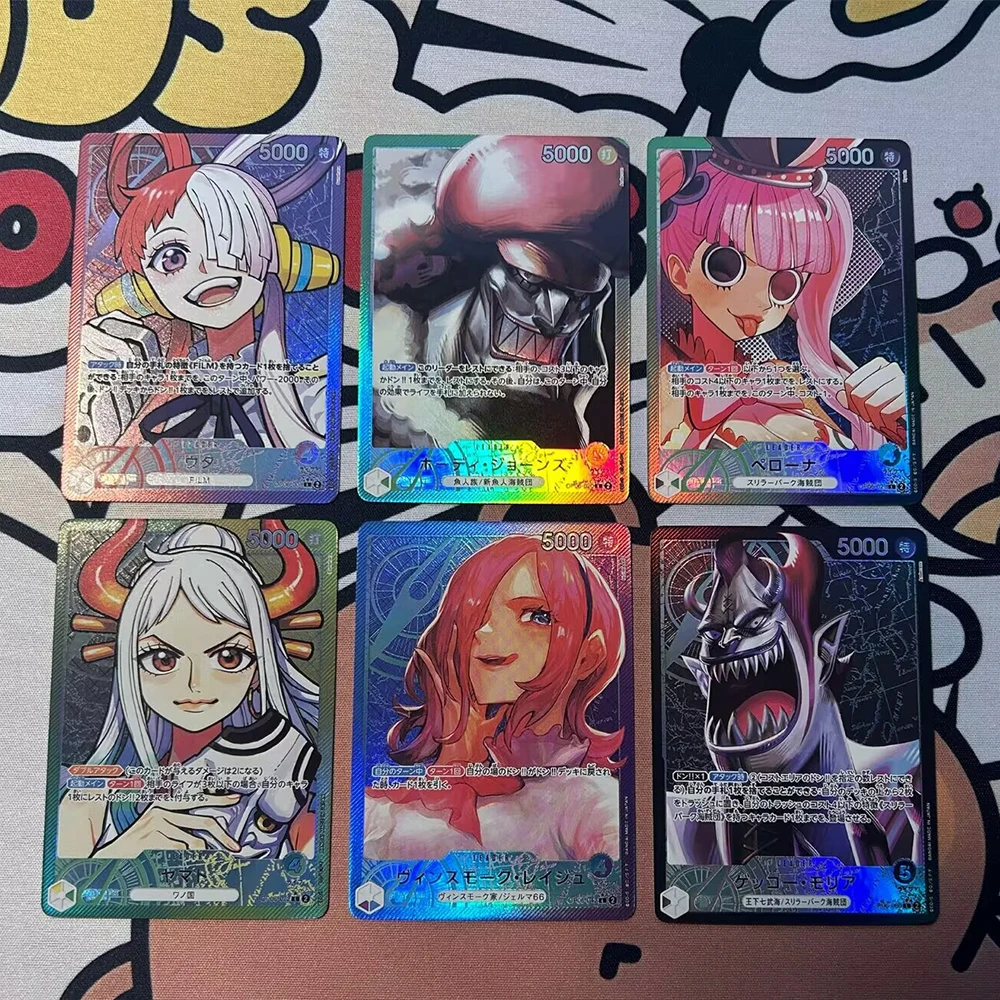 6 Buah/Set Kartu Koleksi Anime OPCG Monkey D Luffy Nami Shanks Yamato Roronoa Zoro OP04 OP08 Hadiah Kartu Flash Warna Refraksi