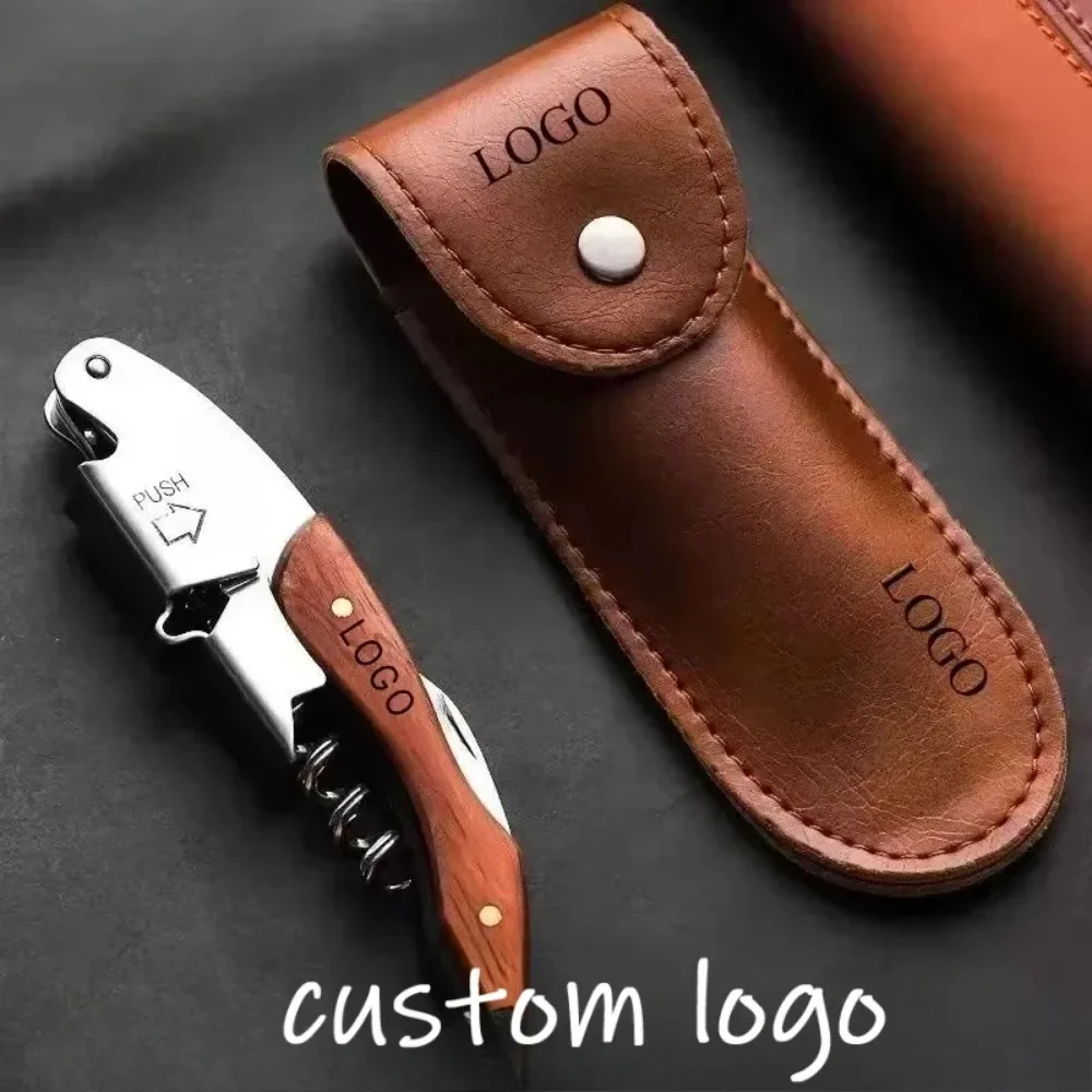

Wood Handle Multifunction Corkscrew Professional Wine Beer Opener Portable Screw Corkscrew Foil Cutter Kitchen Bar Custom Logo