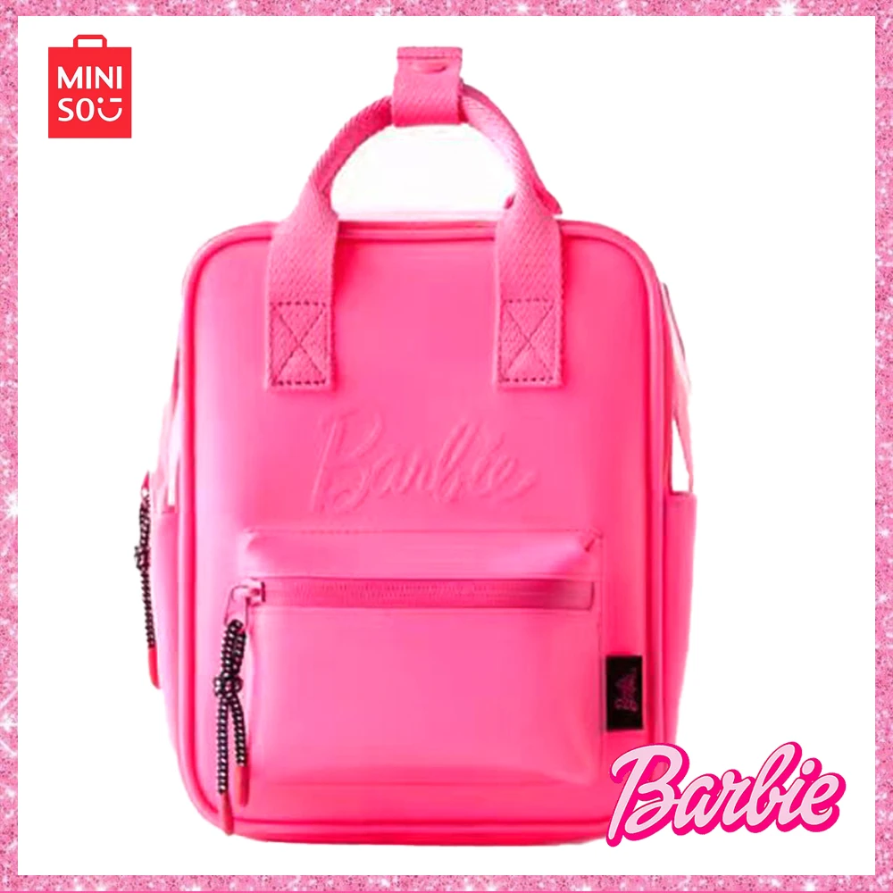 2024New Miniso Barbie Girls Pink Kawaii Trend Dopamine Rubber Mini Portable Shoulder Bag Birthday Halloween Christmas Gift