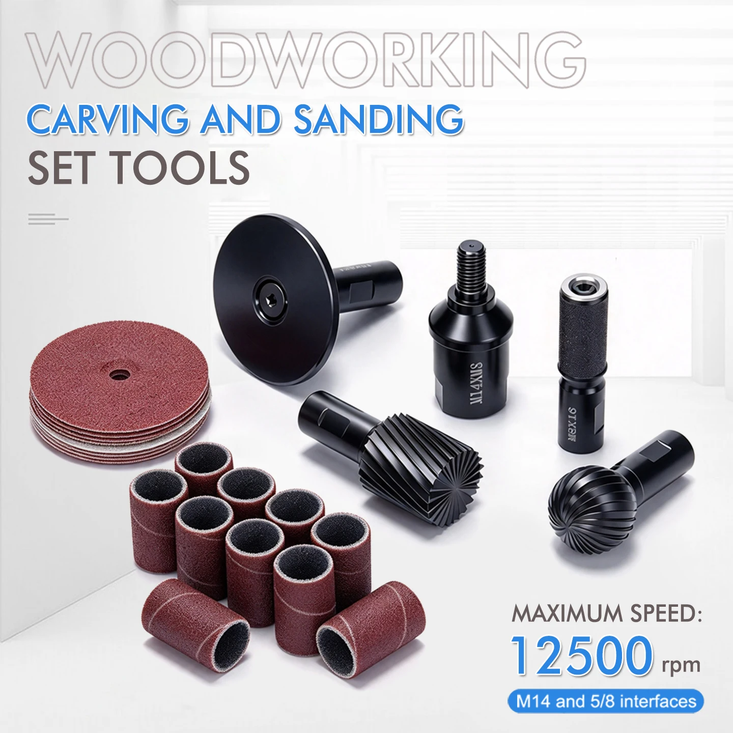 Woodworking Carving and Sanding Kit, Wood Carving Set for Angle Grinders, DIY Woodworking Shaping, Polishing and Carving Set