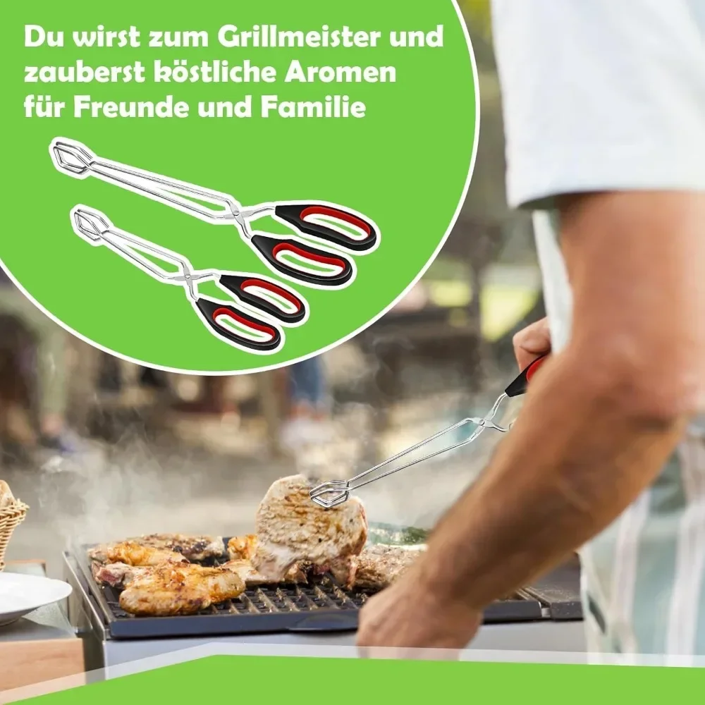 Herramientas para barbacoa, alicates de tijera para barbacoa, pinzas para comida a la parrilla, mango largo, Clip para pan asado, alicates de carbón, accesorios de cocina, 2 uds.