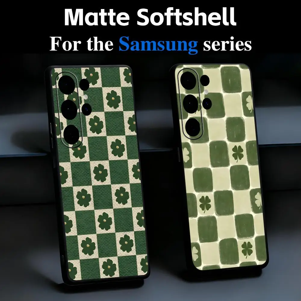 Fashion Lucky Shamrock Phone Case For Samsung Galaxy S26 S25 S24 S23 S22 S21 Plus Ultra Note20 Soft Black