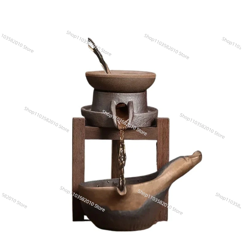 Handmade Coarse Pottery Vintage Tea Strainer, Mud Filter Group Door Frame Support Tea Filter