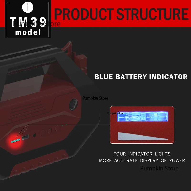 High Power Emergency Power Supply for Vehicles 12/24V 500/1000A Peak Current Portable Car Battery Booster Charger Power Bank