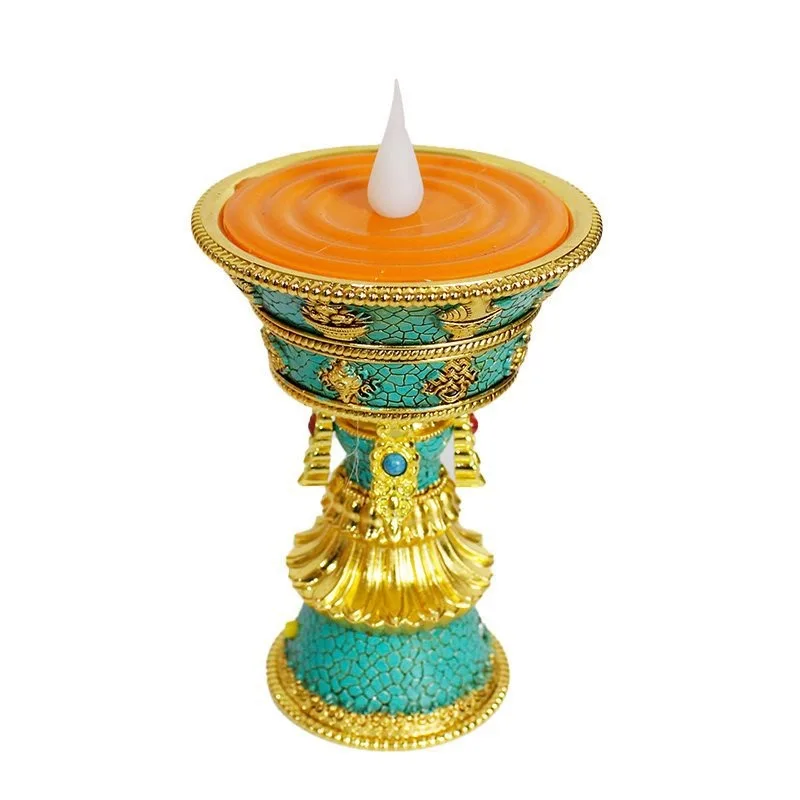 Buddha Smokeless Lamp for Buddha Alloy Lamp for Buddha LED Electronic Butter Lamp Hidden Eight Auspicious Eternal Light For
