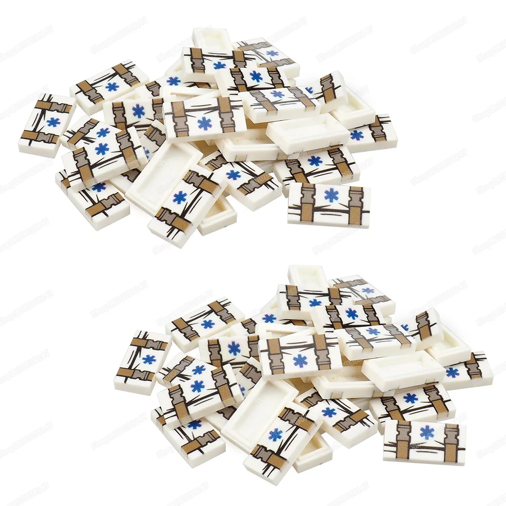 Star of Life Tracolla di serraggio Modello 3069 Building Block 1x2 Piastrelle Stampate Figure MOC Kit di pronto soccorso Modelli di scena Parti Giocattolo