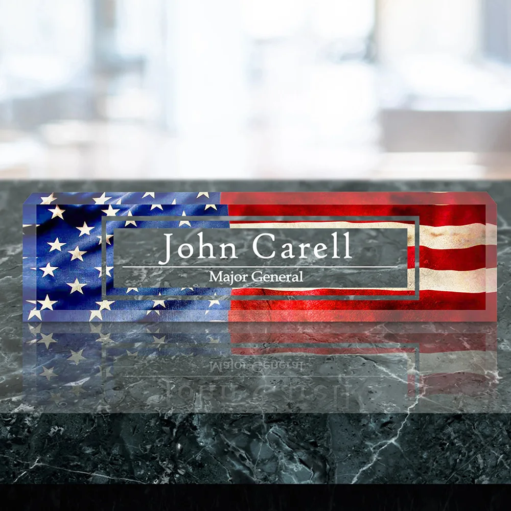 Customize a personalized office desk plaque | American flag | Transparent acrylic plaque | Custom office decoration | Personaliz - view 3
