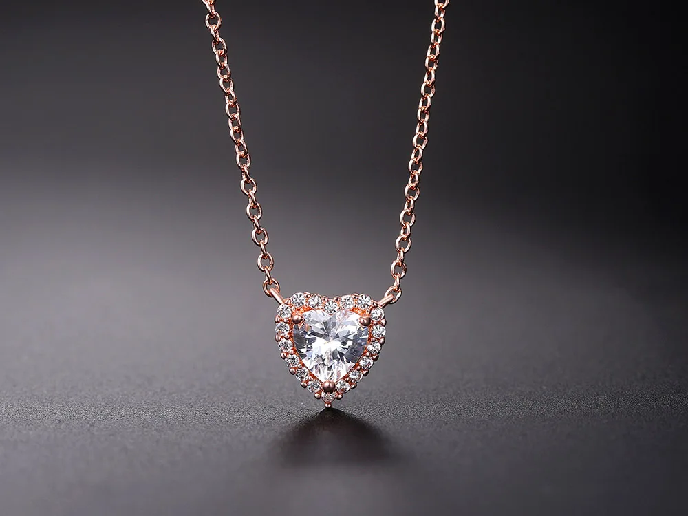 Glitzernde Mehrfarbige Kristallherz-Anhänger-Halsketten für Frauen Romantischer Geburtsstein Zirkon Hochzeitskette Choker Trendschmuck – Detail 6
