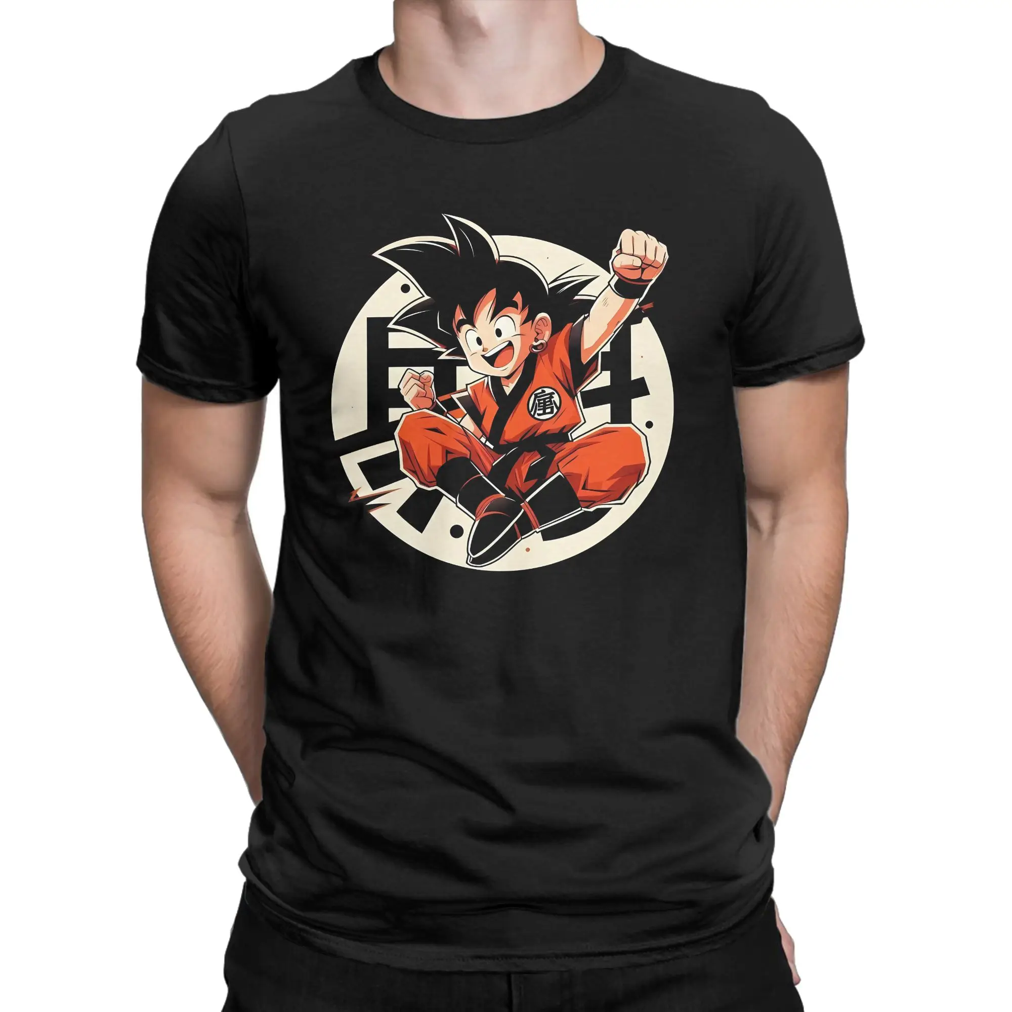 Streetwear T-Shirt Kanji Goku Dragon Ball Cotton T Shirts  Novelty Tee Shirt for Men Summer Aesthetic Pattern Short Sleeve Tops