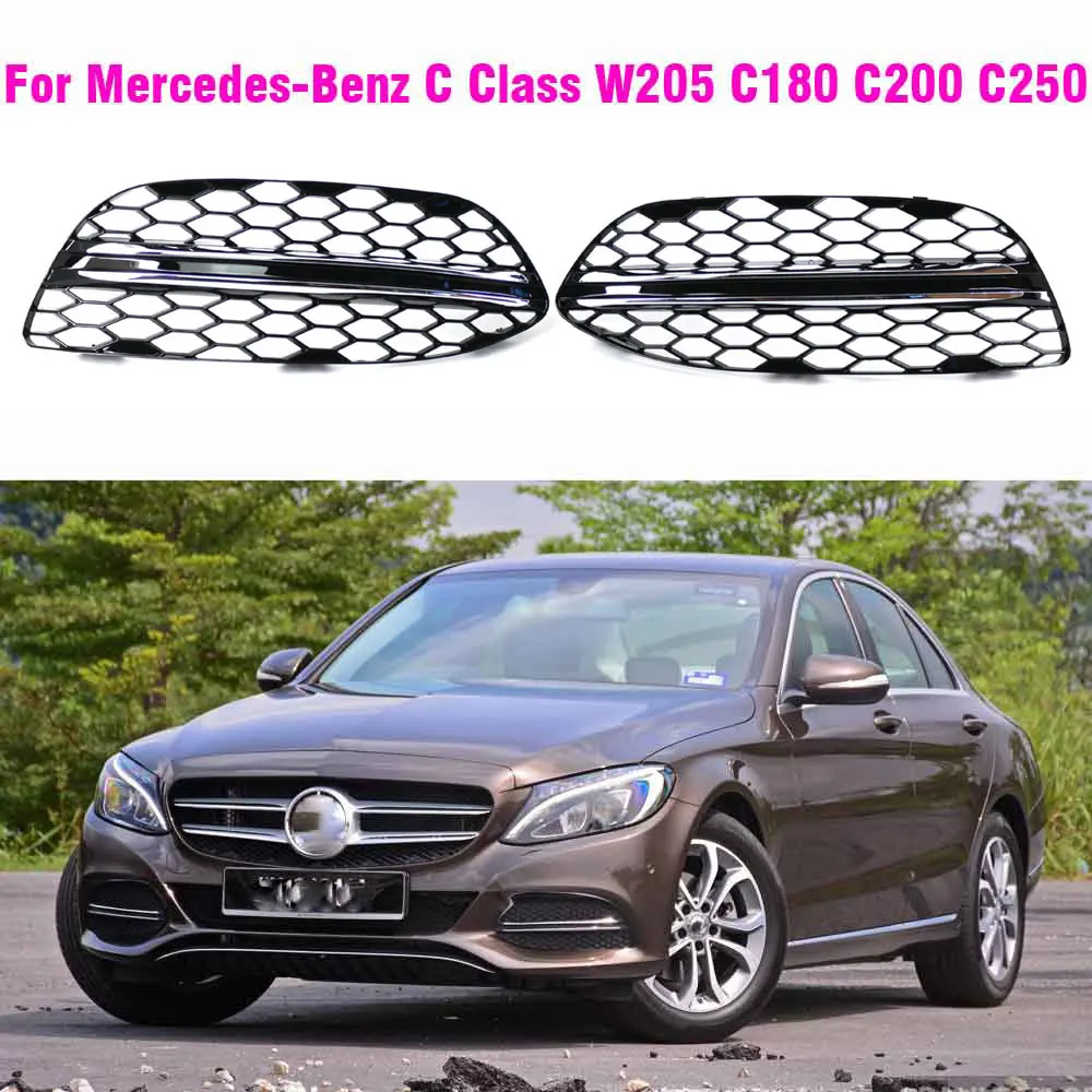 Car Front Bumper Grille Fog Light Cover  Chrome Trims For Mercedes Benz C-Class W205 2014-2020 2058851623 2058851523