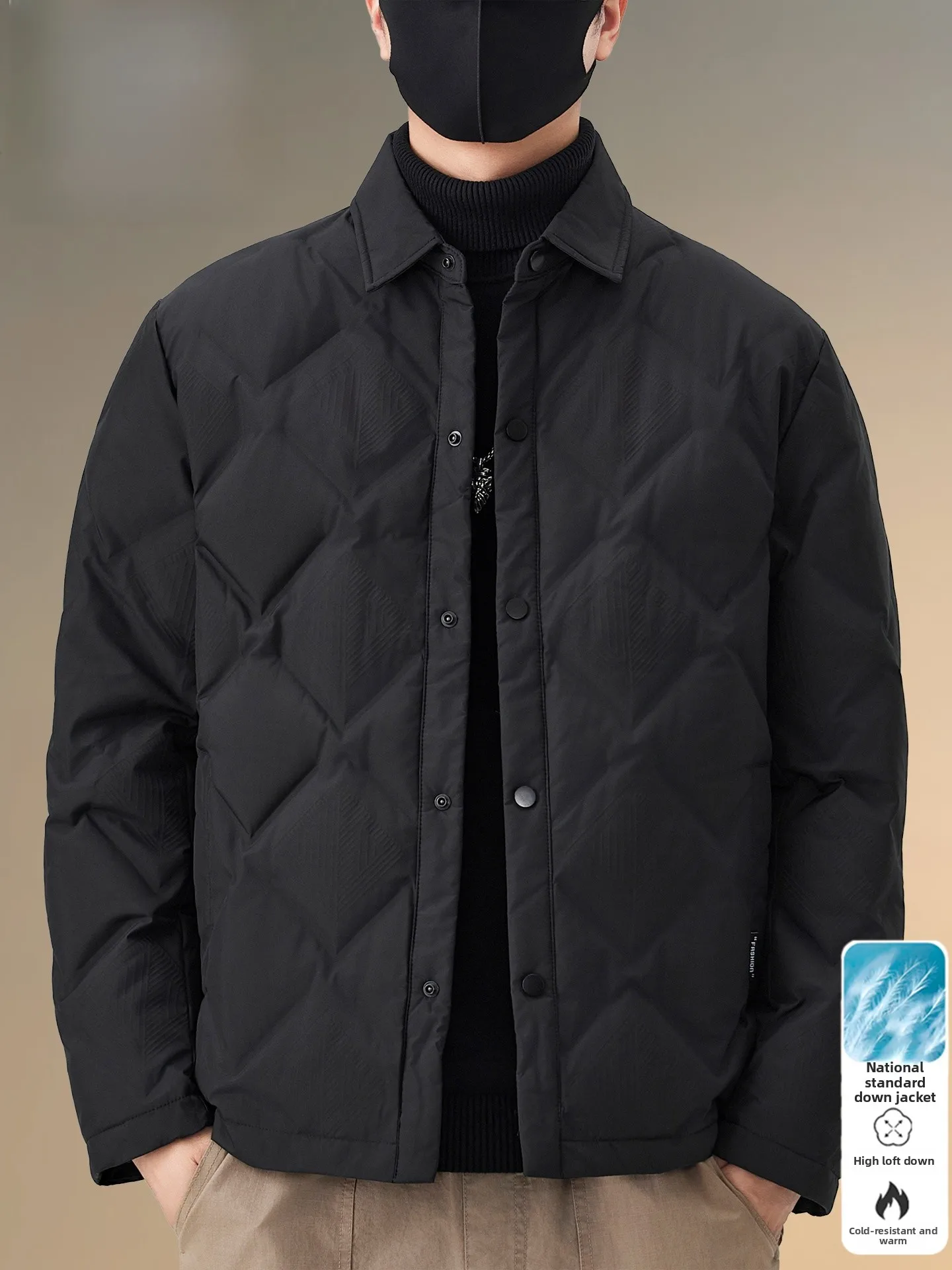 

Pierre Cardin Men's down Jaet Thiened Winter Coat Flap Collar Workwear Du down Outerwear Ci Casual Long Sve Coat