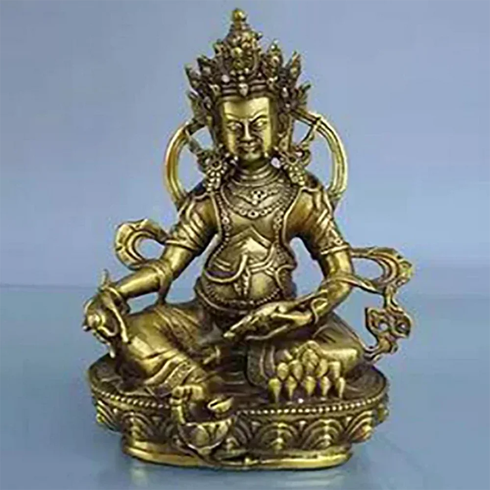 Pure Copper Tibetan Buddha, Yellow God of Wealth, Esoteric Double Cultivation Buddha Statue Ornament