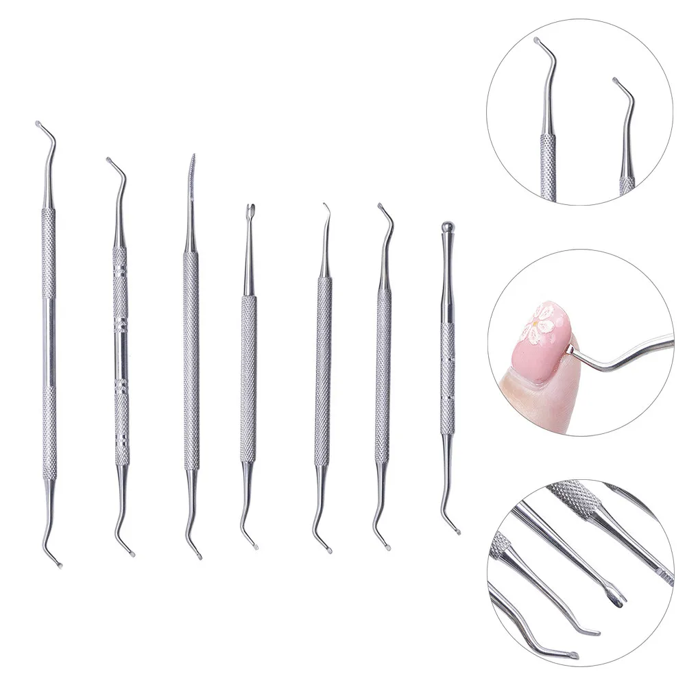 

1Set Stainless Steel Cuticle Pusher Non-Slip Manicure Tool Kit Nail Care Grooming Dead Skin Remover Portable Professional Nail