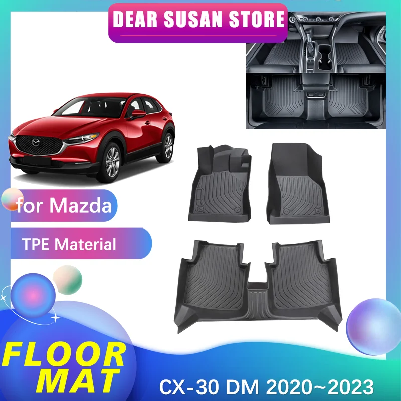 Car Floor Mat for Mazda CX30 CX-30 DM 2020~2023 2021 2022 Auto Foot Parts TPE Liner Carpet Pad Panel Custom Cover Rug Accessorie