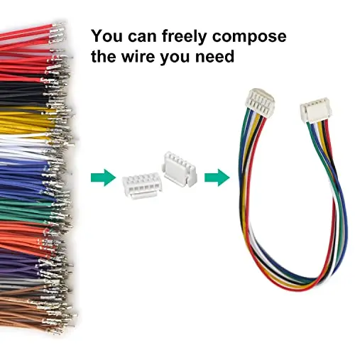 

Micro JST GH1.25 1.25mm Pitch Female Socket Connector 2-10Pin with 28AWG Flexible Cables for DIY PCB Projects