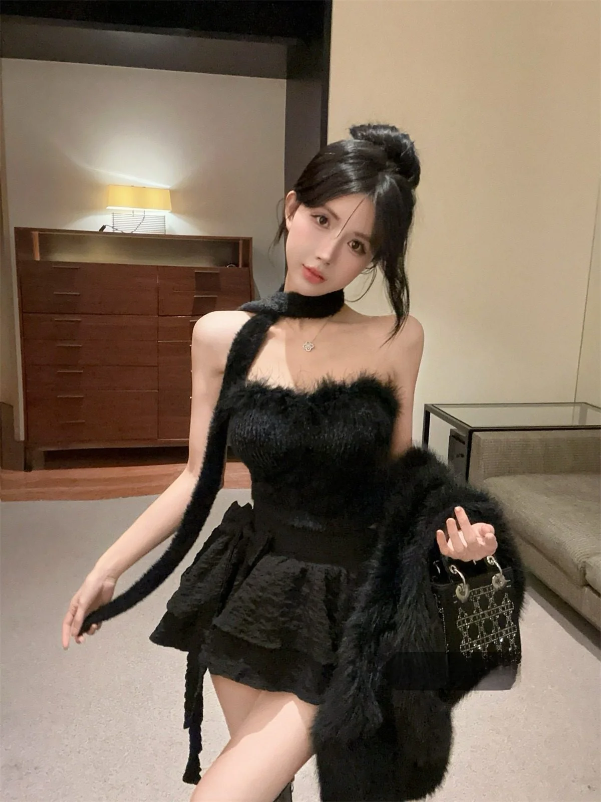 

Утепленный топ-бюстье Pure Desire Sweet And Spicy Ne Design Fur Wrap для женщин, модный французский стиль, нижнее белье, майка