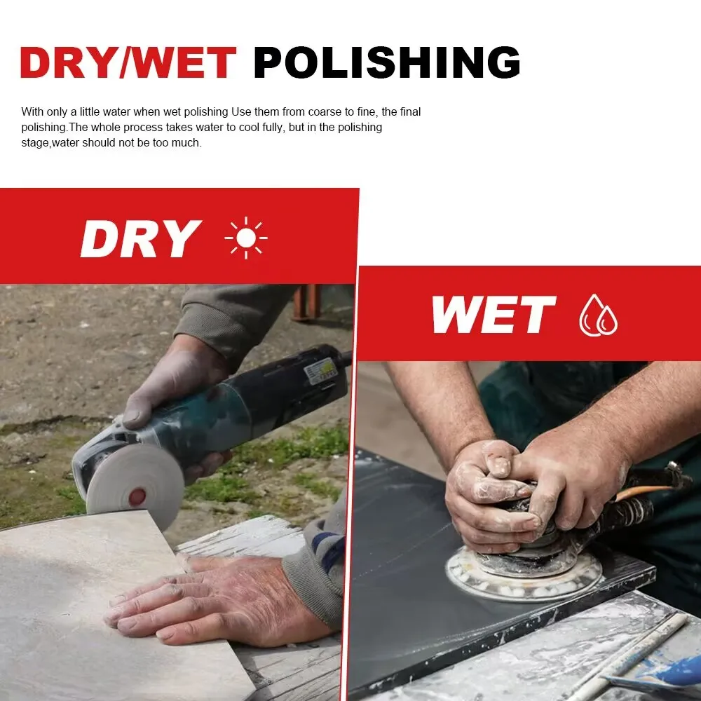 Casaverde 4 Inch/100mm 3Step Diamond Polishing Pads Wet Buff Disc for Sanding Granite Marble QuartzTile Glass Grinding Tools