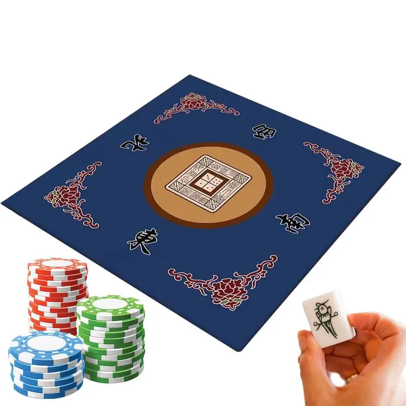 Mahjong Table Mat Anti-Slip Thickened Mahjong Table Cover 80x80cm Mahjong Accessories Board Game Table Protector for Mahjong