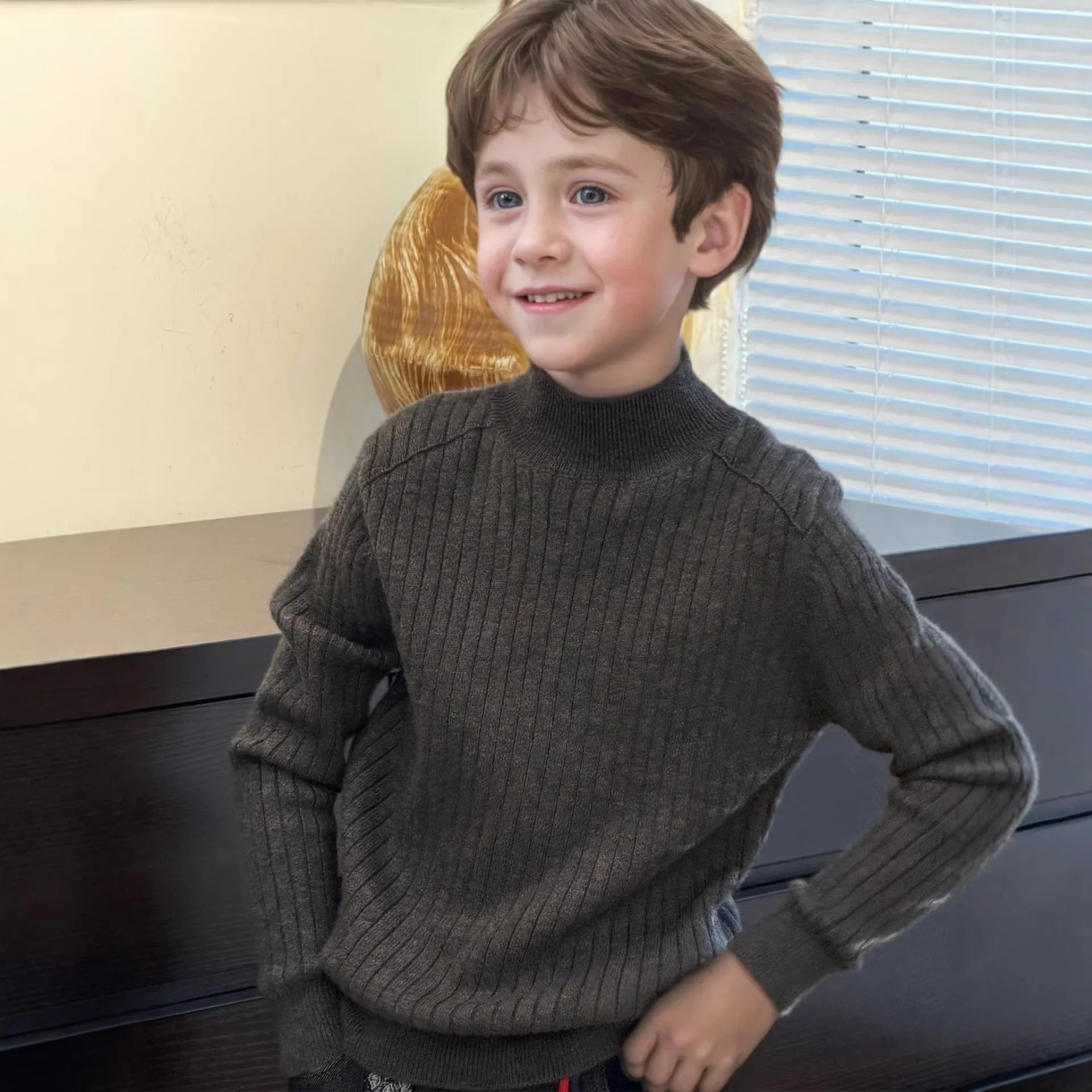 Solid Basic Casual Tops Long Sleeve Cotton Undershirt Crew Neck Pullover T-Shirt for Kids Boys Girls Spring Autumn