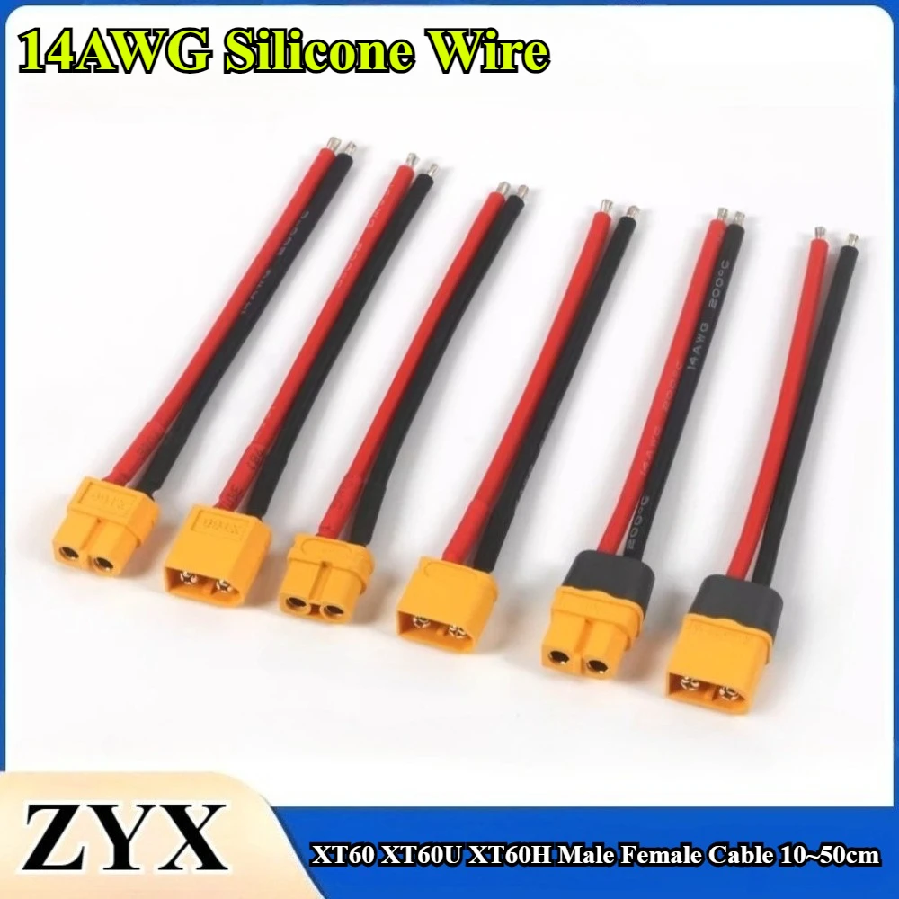 

XT60 XT60U XT60H Single Male Female Cable 14AWG Silicone Wire 10/15/20/30-50cm for RC Airplane Lipo Battery ESC FPV Drone Expand