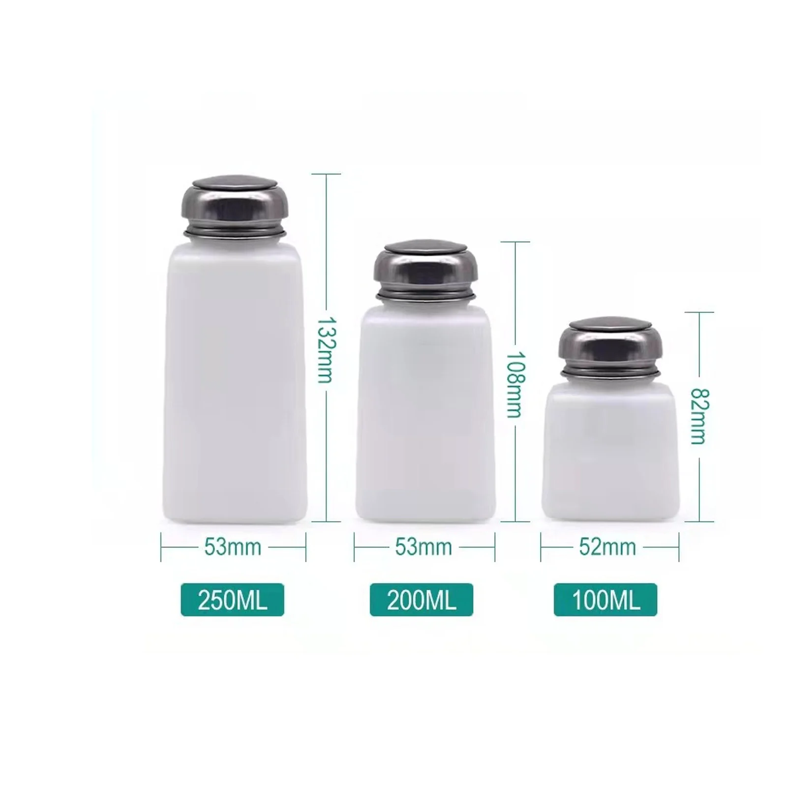 100/200/250ML Empty Nail Polish Remover Bottle Liquid Alcohol Press Pump Refillable Sample Bottles Portable Dispenser Containers