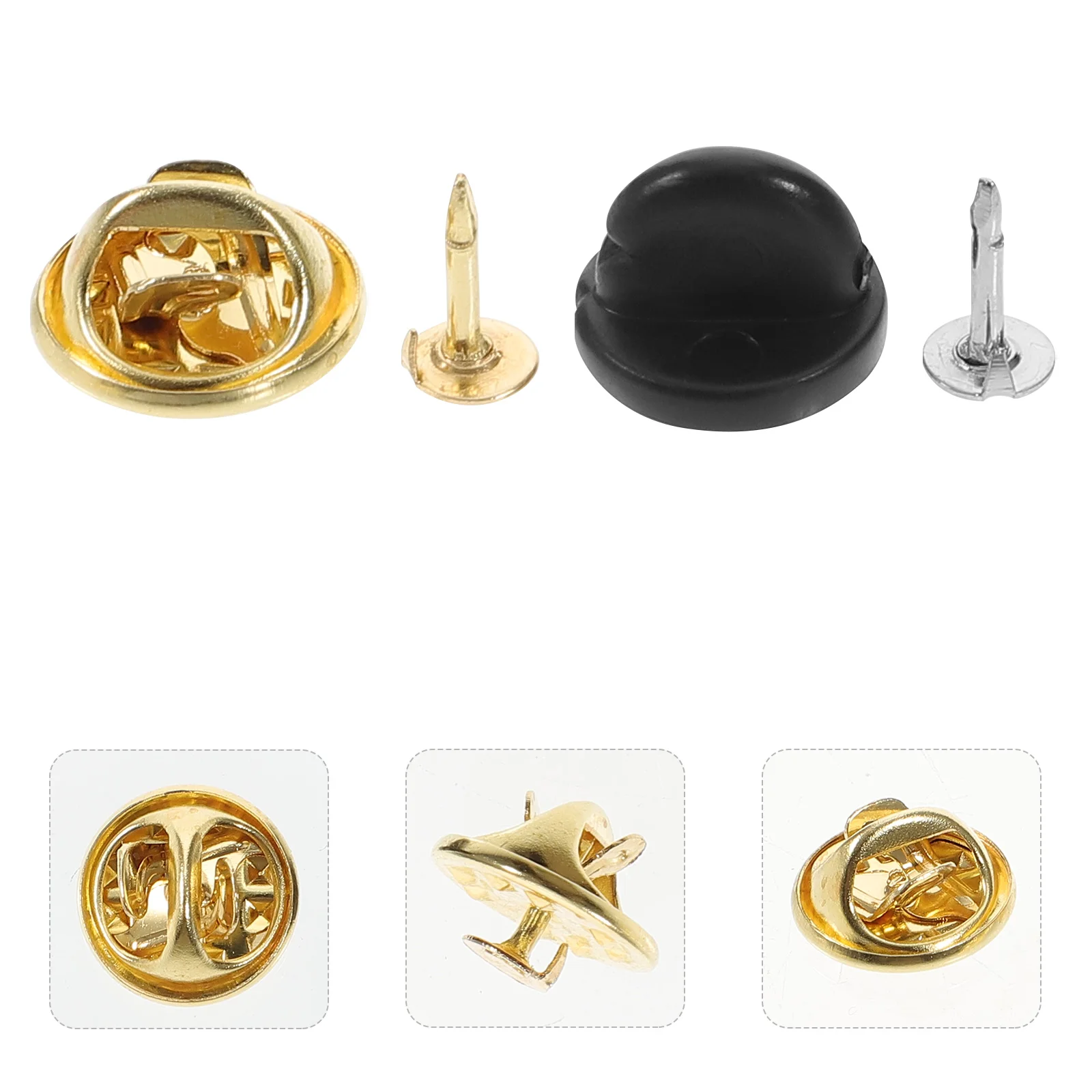100 Sets Pin Holder Spurs Butterfly Hat Locking for Enamel Lapel Tie Tacks Blank Clutch Backs