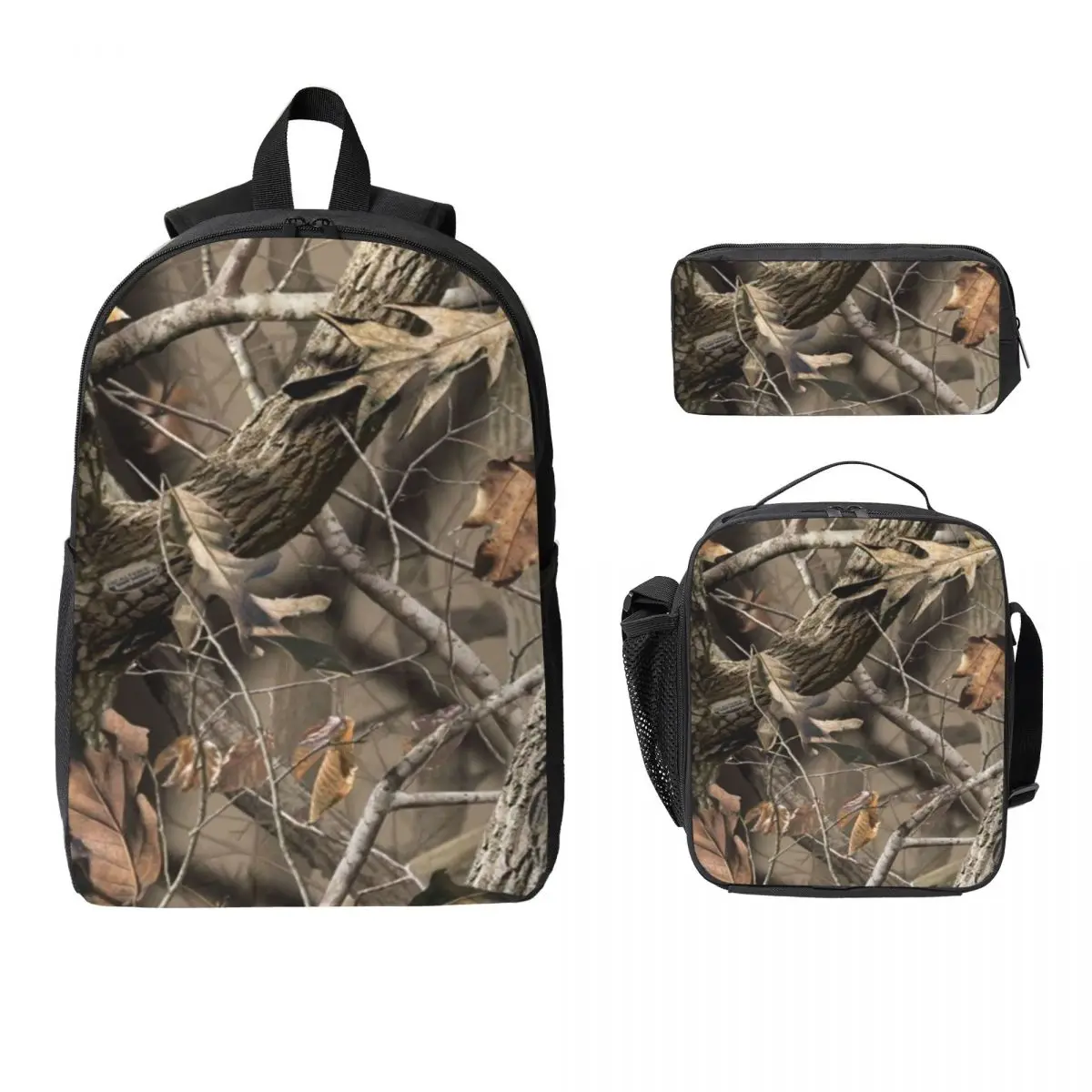 

Real Tree Camouflage Backpack Student Boys Girls BookBag School Bag Laptop Shoulder Bags 3ps Insulated Lunch Bag Pencil Case