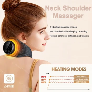 Electric Neck and Shoulder Pain Massager Spinal Pain Vibration Hot Compress Soothing Massage Neck Muscle Relaxation Massage Care