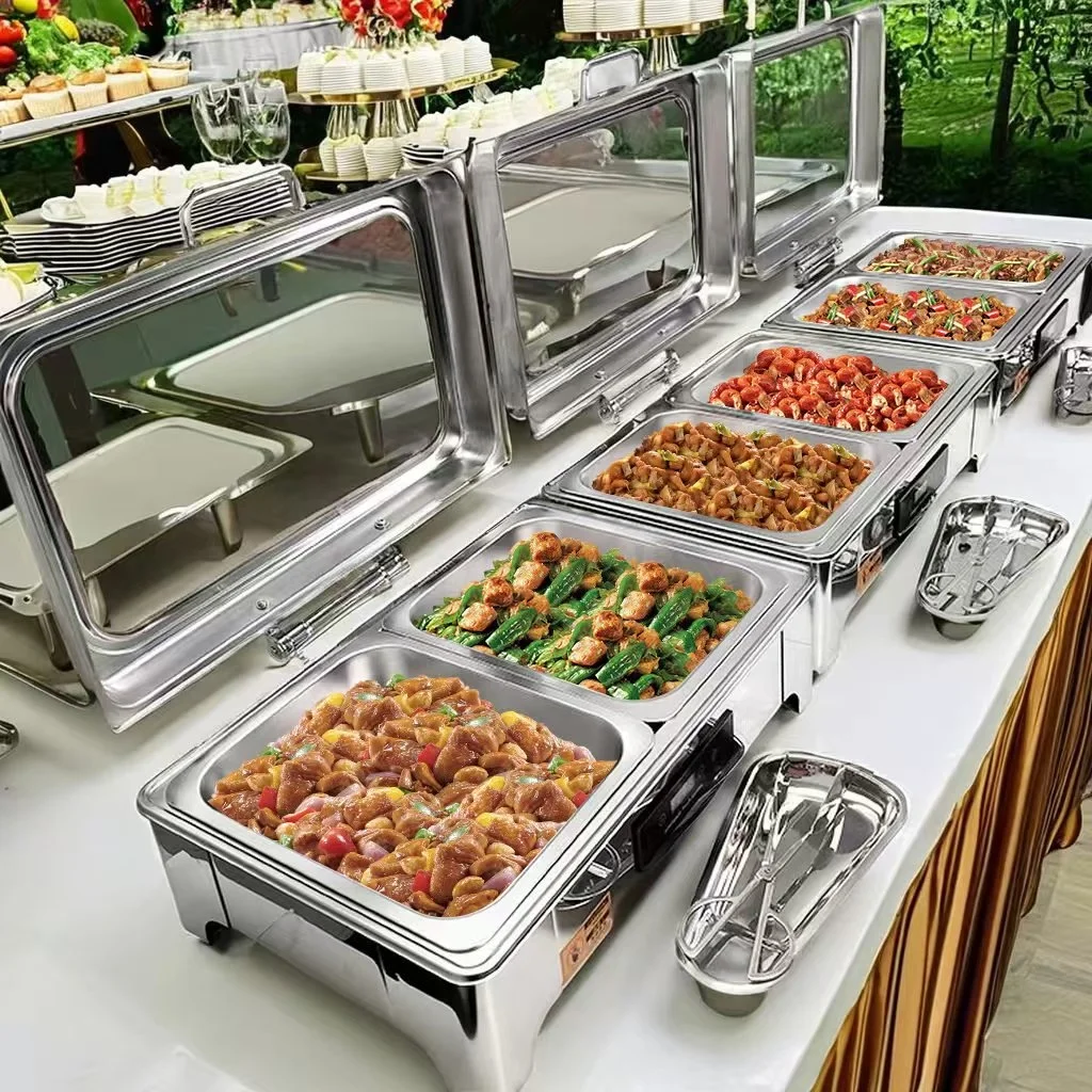 Commercial Hotel & Restaurant Stainless Steel Electric Buffet Food Warmers Hot Pot & Chafing Dish Cooking Equipment