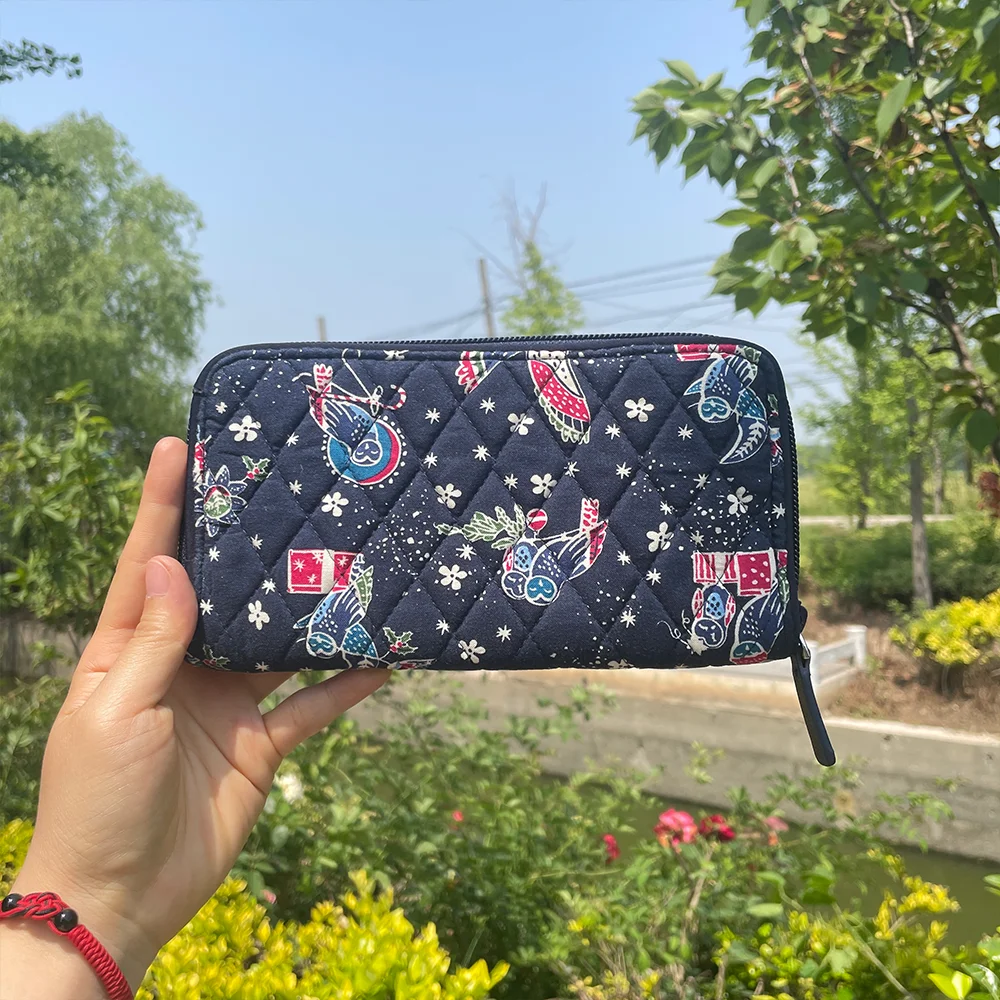 vbSimple eco-friendly cotton purse women cotton print wallet card holder wallet women storage money bag clutch