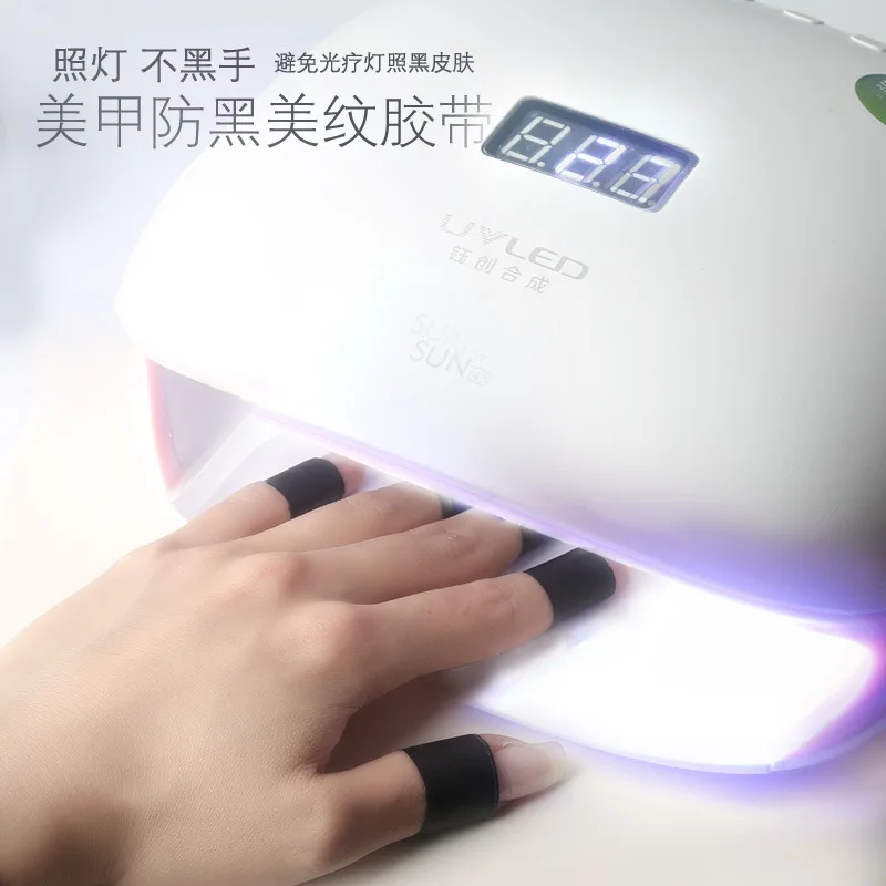 مسمار الفن مكافحة الخبز الشريط الأسود الأسود اخفاء إصبع ورقة الشريط ملصق عزل تعتيم مسمار أداة مبهمة قفازات واقية لليد