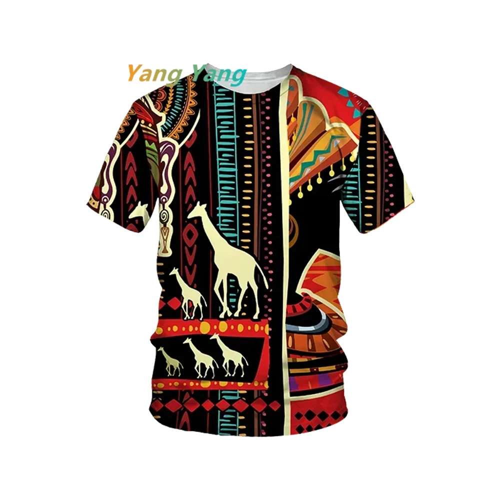 New Ethnic Totem Print African Style Summer Kid T shirt  Men T-Shirt Top Men Clothing Casual Vintage Oversized Fashion Outfits