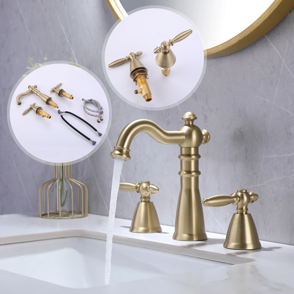 

Good Quality Brass Bathroom sink faucet Brushed gold Top Quality copper Basin faucet Cold hot water Bathroom Faucet Popular Tap