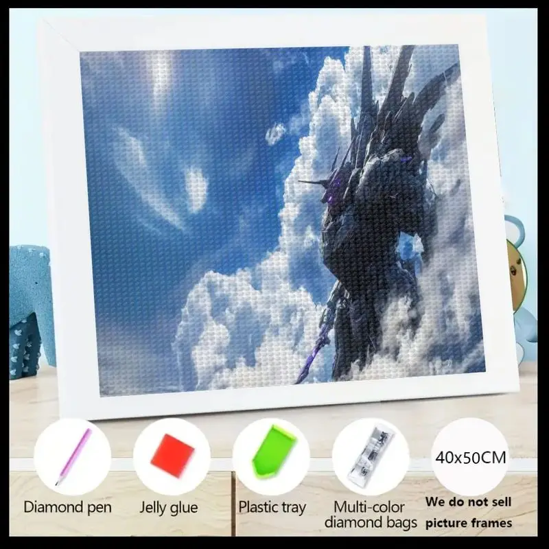 

1PC New 5D Full Drill Diamond Painting Kit, DIY Art Craft with Tools, Epic Sci-Fi Floating Fortress in Cloudscape, 40x50CM Large
