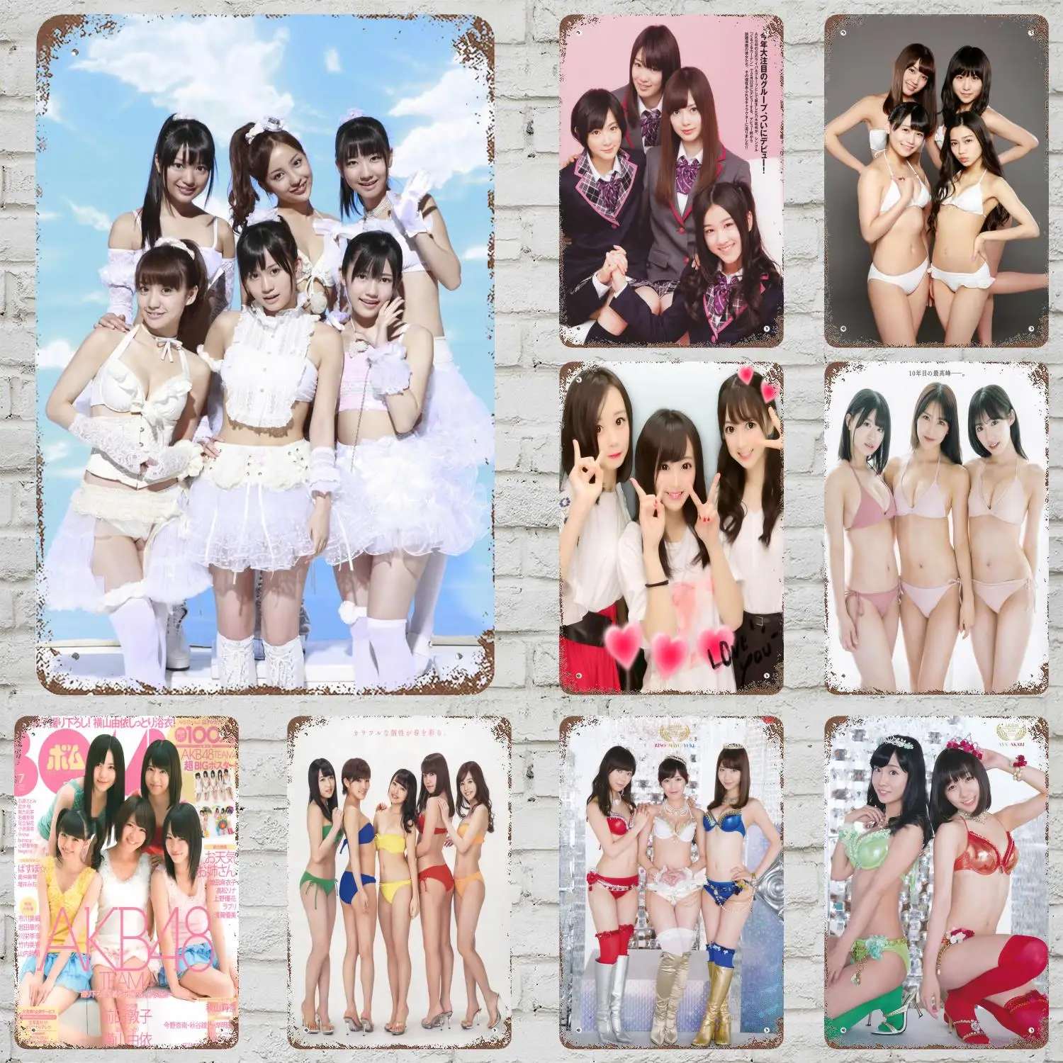Akb48 grupo divertido cartel de metal para bar, placa retro, letrero vintage, bebedero con alcohol, pub, club, cueva de hombre, decoración de pared de cocina