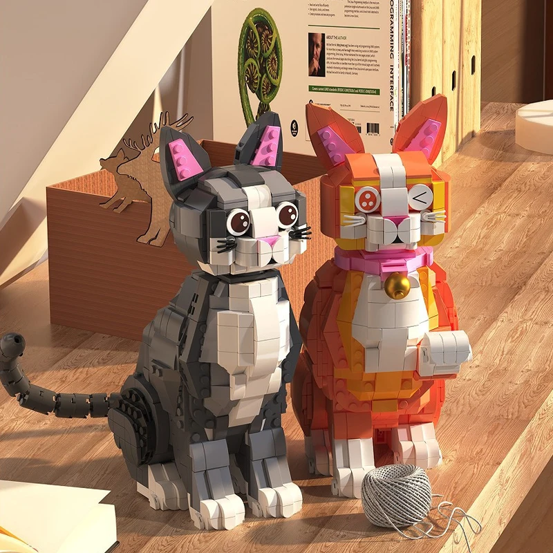 Cute Pet Cat Cute Animal Model Building Block Moc Classic Cats Desktop Decoration Toys Mini Particles Bricks For Girls Kids Gift