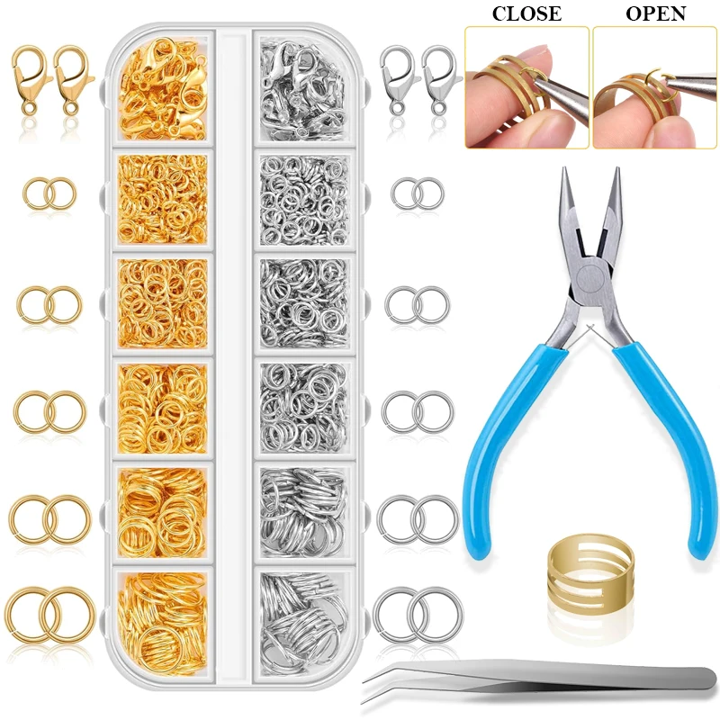 

Набор фурнитуры для украшений: инструменты для ремонта, застежки-карабины из сплава, открытые соединительные кольца для изготовления браслетов, ожерелий, цепочек и аксессуаров своими руками