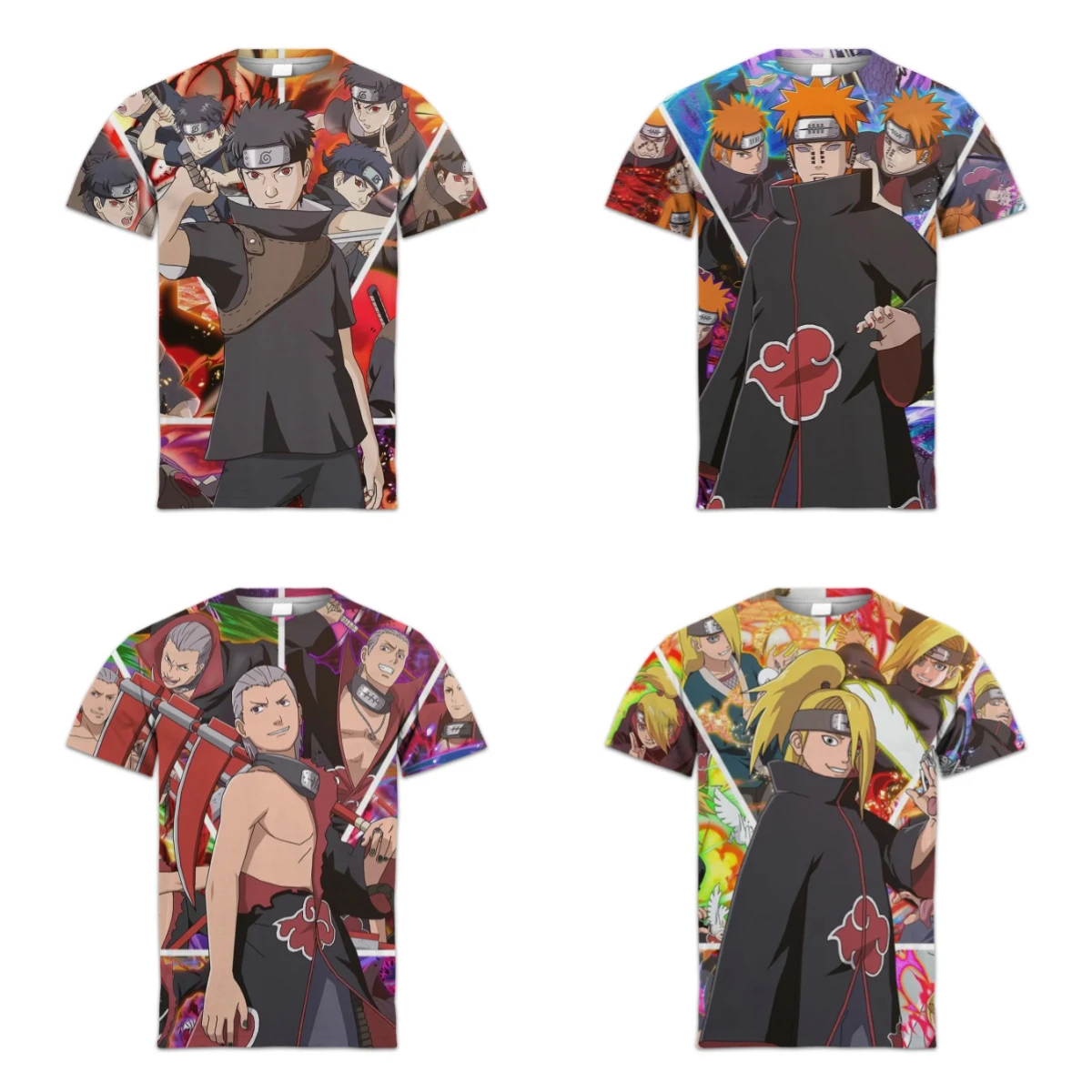 2025 Estate di vendita calda Nuovo Anime Naruto Serie T-shirt 3D Moda girocollo a maniche corte Casual Street Top traspirante