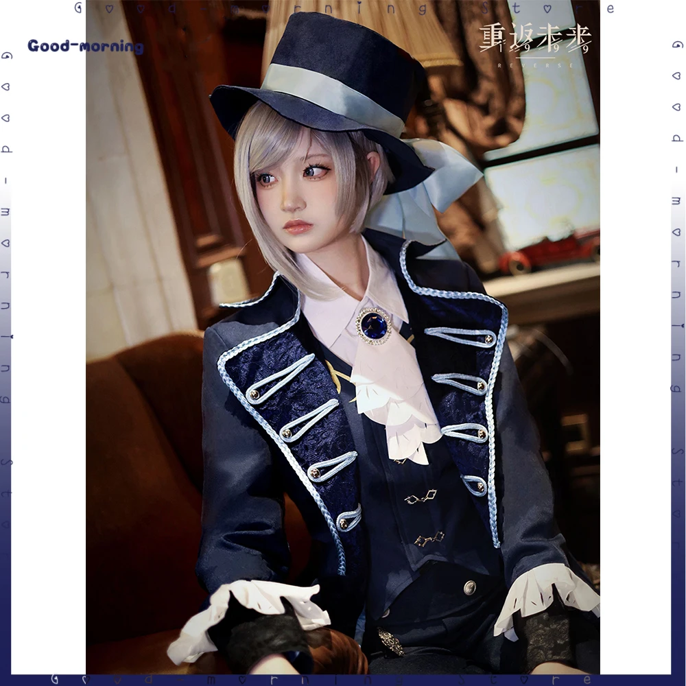 Anime game Reverse:1999 Vertin Cosplay Top Hat  wig  Costume Vertin high boots Hallowen Party Uniform Adult Role play Full Set