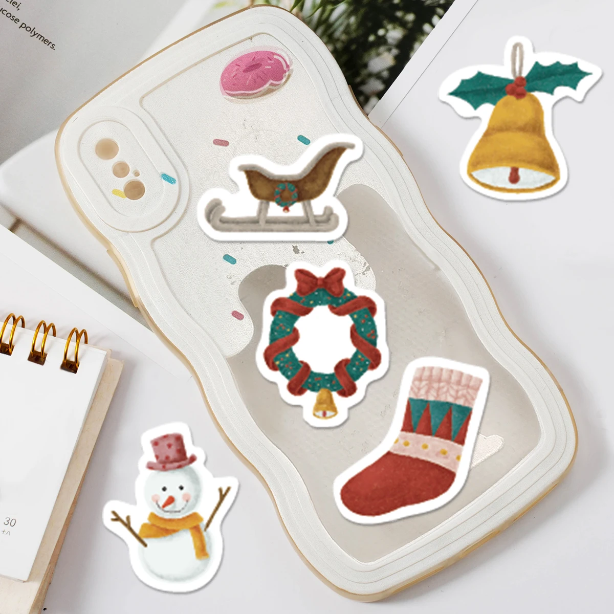 Etori Life 46pcs Vintage Lawrence Christmas season stickers  DIY Decoration Student Stationery Notebook Diary Journal Stickers